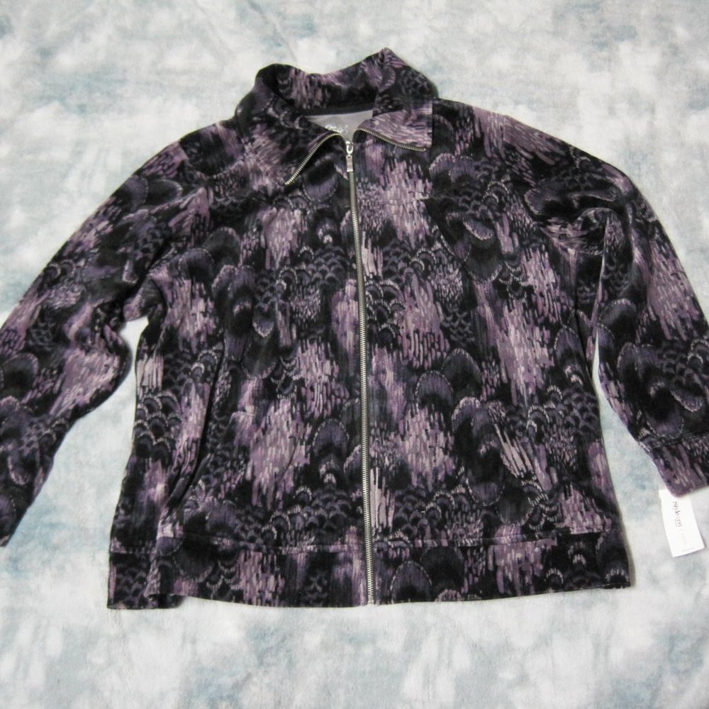 Ladies Purple Velour Jacket Size 2X New Macys